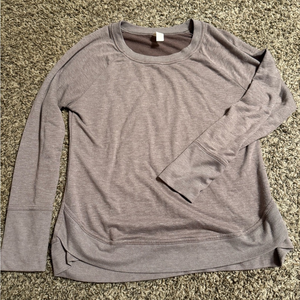 Balance Collection Heathered Gray/purple Long Sleeve Top